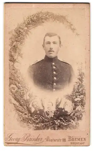 Fotografie Georg Brinke, Bremen, Westerstr. 100, Portrait Soldat in Uniform mit Schulterstück Rgt. 75