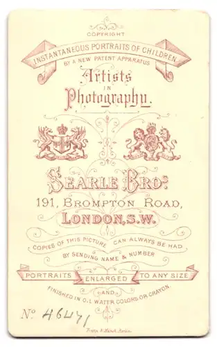 Fotografie Searle Bros, London, 191 Brompton Road, Junger Herr mit Krawatte