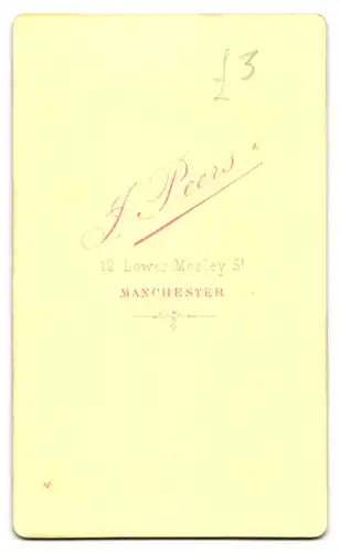 Fotografie J. Peers, Manchester, 12 Lower Mosley Street, korpulenter Herr mit Seemannsbart