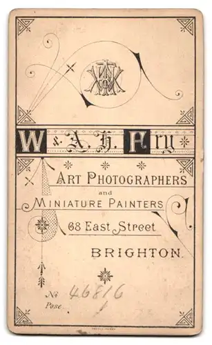 Fotografie W. & A. H. Fry, Brighton, 68. East Street, Reiferer Herr mit Schnauzbart