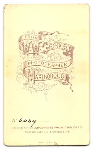 Fotografie W. W. Gregory, Marlborough, Bürgerlicher Herr mit Vollbart