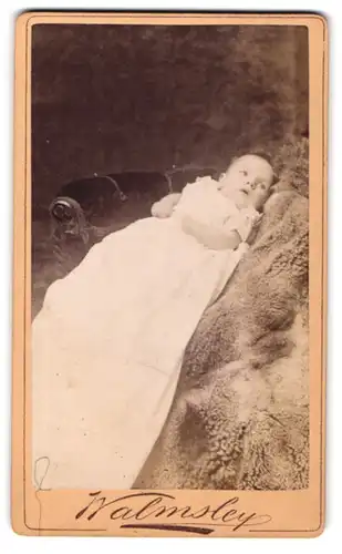 Fotografie Walmsley, Liverpool, Bold Street 126, Säugling im Taufkleid auf einem Fell