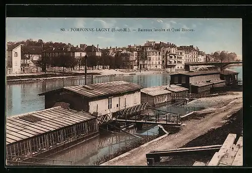 AK Pomponne-Lagny, Bateaux lavoirs et Quai Bizeau