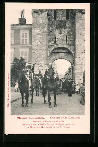 AK Moret-sur-Loing, La Cavalcade, Devant la Porte de Samois