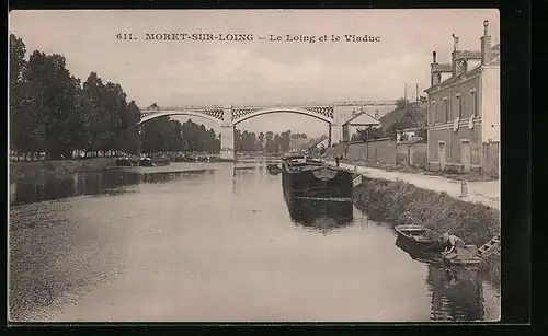 AK Moret-sur-Loing, Le Loing et le Viaduc