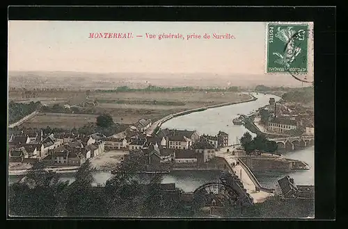 AK Montereau, Vue générale, prise de Surville