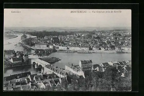 AK Montereau, Vue générale prise de Surville