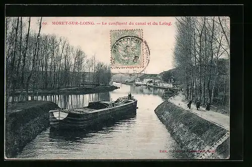 AK Moret-sur-Loing, Le confluent du canal et du Loing