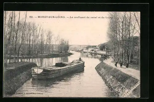 AK Moret-sur-Loing, Le confluent du canal et du Loing