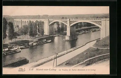 AK Moret-sur-Loing, Le Viaduc de Saint-Mammès et le Loing
