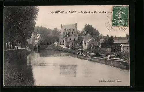 AK Moret-sur-Loing, Le Canal au Pont de Bourgogne