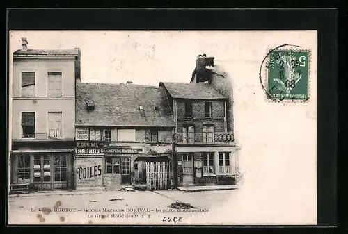 AK Routot, Grands Magasins Dorival, la porte monumentale, Le Grand Hotel des P. T. T.