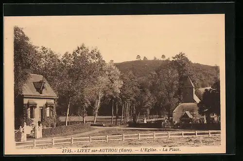 AK Livet sur-Authou, L`Eglise - La Place