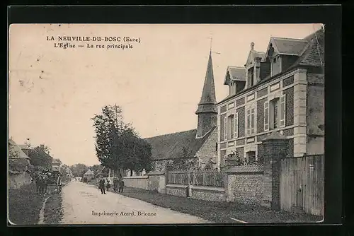 AK La Neuville-du-Bosc, L`Eglise - La rue principale