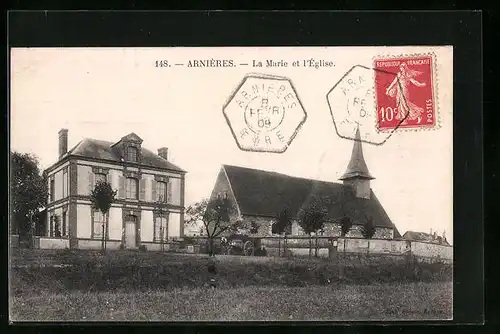 AK Arnières, La Mairie et l`Église