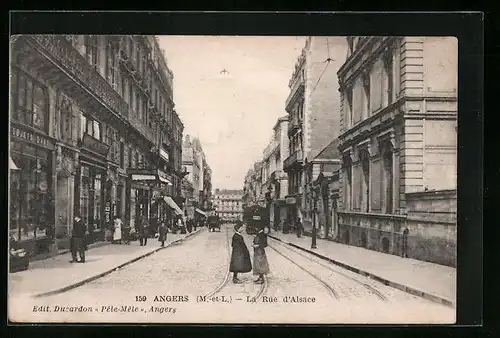 AK Angers, La Rue d`Alsace