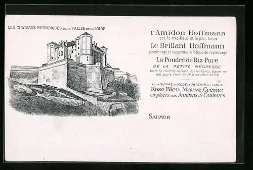 Künstler-AK Saumur, Le Chateau, Publicité pour La Poudre de Riz, L`Amidon Hoffmann
