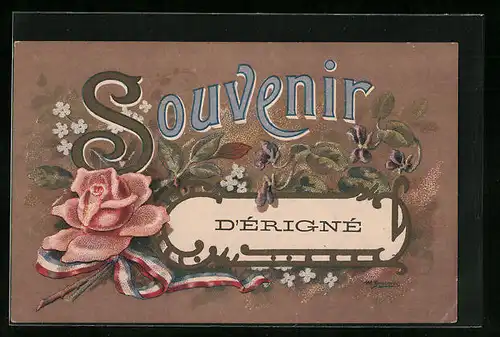 Künstler-AK Érigné, Souvenir avec Rose