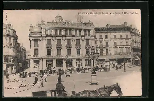 AK Angers, Place du Ralliement, La Poste, L`Hôtel St-Julien