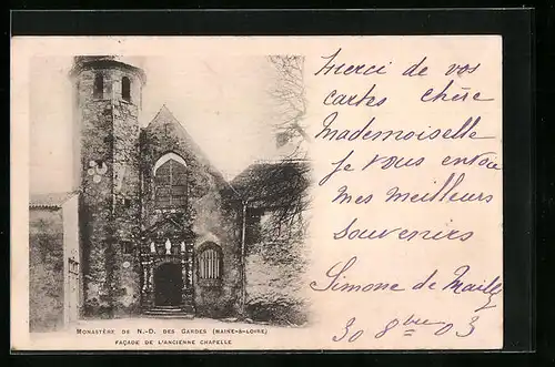 AK Les Gardes, Monastere de N.-D., Facade de L'Ancienne Chapelle