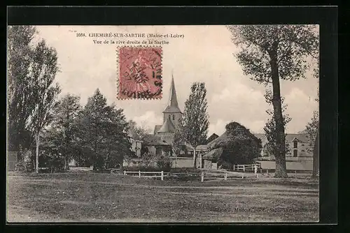 AK Chemiré-sur-Sarthe, Vue de la rive droite de la Sarthe