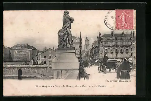 AK Angers, Statue de Beaurepaire, Quartier de la Doutre