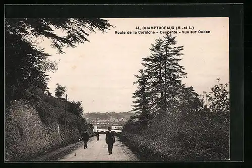 AK Champtoceaux, Route de la Corniche, Descente, Vue sur Oudon