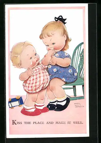 Künstler-AK Mabel Lucie Attwell: Kiss the Place and make it well
