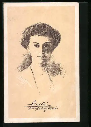 Künstler-AK Portrait der Kronprinzessin Cecilie