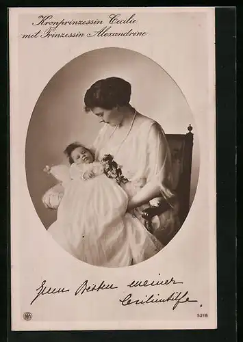 AK Kronprinzessin Cecilie mit Prinzessin Alexandrine