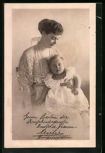 AK Kronprinzessin Cecilie mit ihrer Tochter