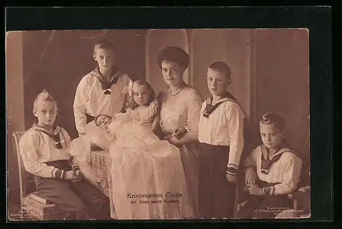 AK Kronprinzessin Cecilie und ihre sechs Kinder