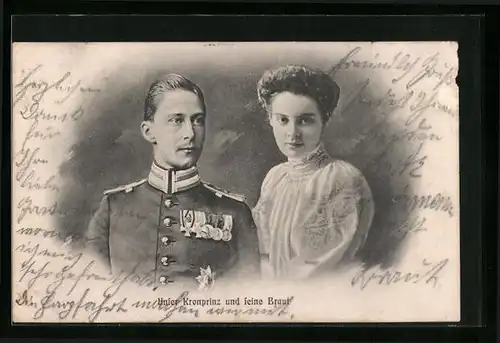 AK Kronprinz Wilhelm von Preussen mit seiner schönen Braut