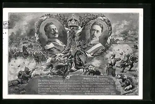 AK Portrait vom Kaiser Wilhelm und dem Kronprinzen Wilhelm