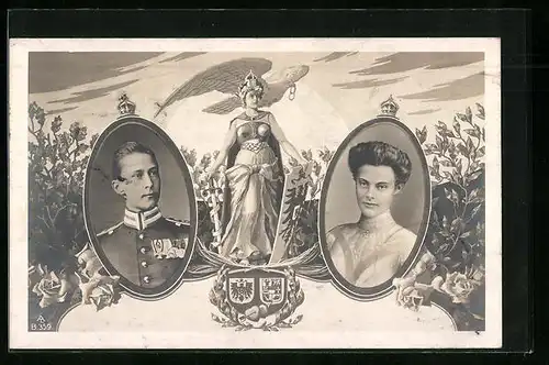AK Portrait des Kronprinz Wilhelm von Preussen und seiner Gattin