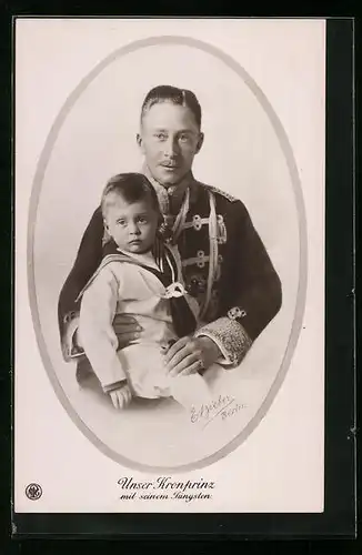AK Vater im Husar mit seinem Sohn im Matrosenanzug