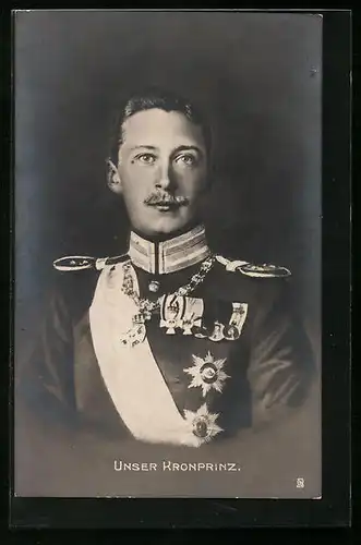 AK Kronprinz Wilhelm von Preussen in Uniform mit Schärpe und Orden