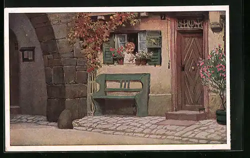 Künstler-AK Paul Hey: Volksliederkarte Nr. 31: Die Lore am Tore