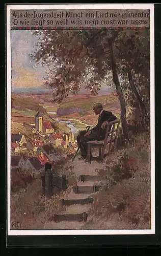 Künstler-AK Paul Hey: Volksliederkarte Nr. 69: Aus der Jugendzeit