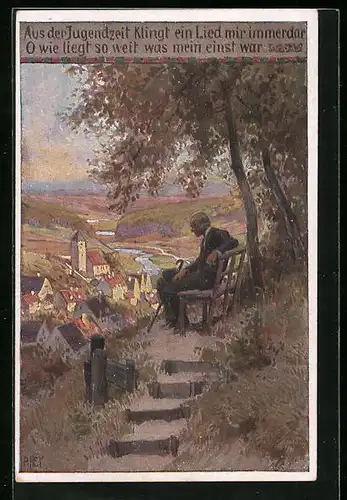 Künstler-AK Paul Hey: Volksliederkarte Nr. 69: Aus der Jugendzeit