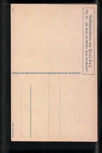 Künstler-AK Paul Hey: Volksliederkarte Nr. 59: Es liegt ein Weiler fern im Grund