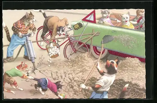 AK Unfall an der Katzen-Baustelle