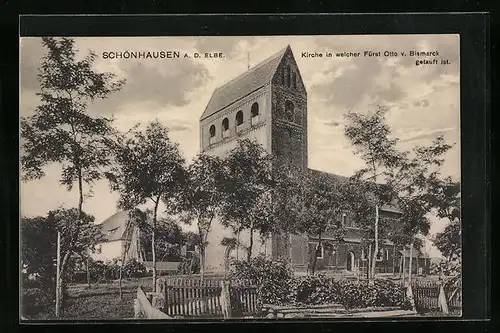 AK Schönhausen a. d. Elbe, Kirche in welcher Fürst Otto von Bismarck getauft ist