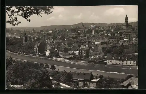 AK Pforzheim, Ortsansicht aus der Vogelschau