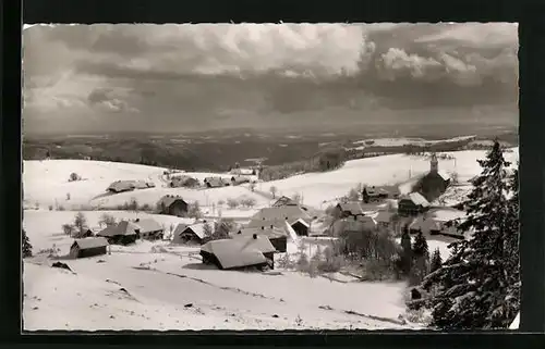 AK Urberg bei St. Blasien, Ortsansicht im Schnee aus der Vogelschau