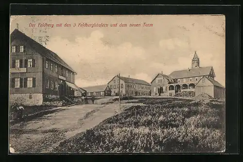 AK Feldberg /Schwarzw., Der Feldberg mit den 3 Feldberghäusern und dem neuen Turm