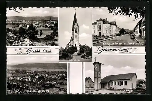 AK Griessen /Baden, Gesamtansicht, Evang. Kirche
