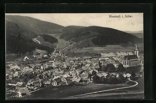 AK Neustadt /Schwarzwald, Ort mit dahinführenden Strassen