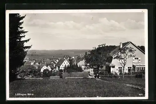 AK Löffingen, Teilansicht des Ortes mit dem Umland