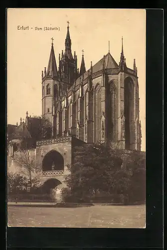 AK Erfurt, Südseite des Doms, Strassenpartie